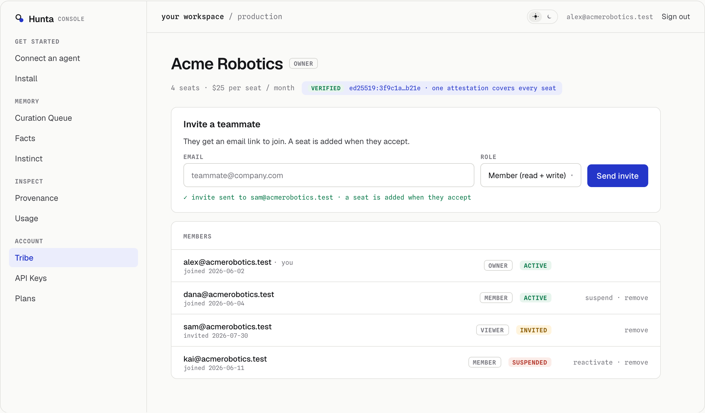 Invite teammates, manage seats and roles